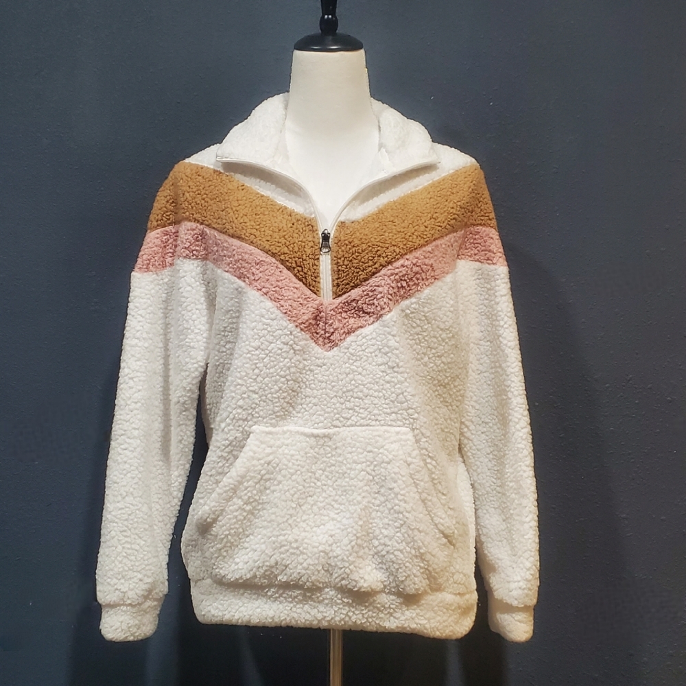 Shop The Mint Faux Fur Pullover Neopolitan & White Size Small